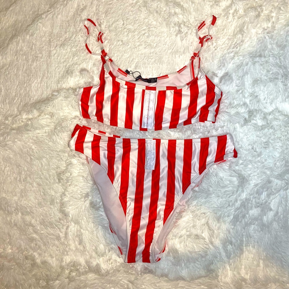 *Brand New*  Red & White High Waist Bathing Suit